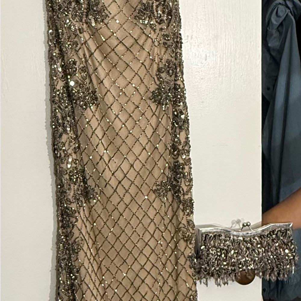 Silver Sequin Embellished Prom Dress